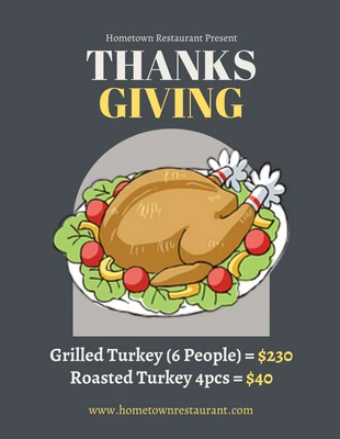 Free  Template: Dunkelgrauer minimalistischer Thanksgiving-Flyer