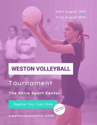 Free  Template: Purple Poster Volleyball Tournament Information