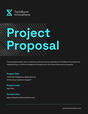 Free  Template: Black And Blue Neon Simple Project Proposal