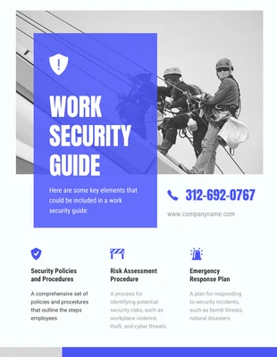 Free  Template: Purple White Work Security Guide Blue
