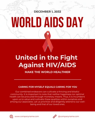 Free  Template: Poster VIH/SIDA mondial à texture moderne blanche et rouge