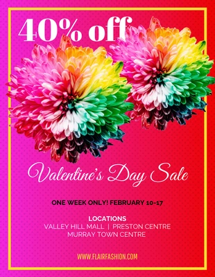 Free  Template: Vibrant Valentine's Day Promotions Sale Flyer
