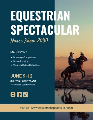 business  Template: Navy Modern Photo Horse Show Poster