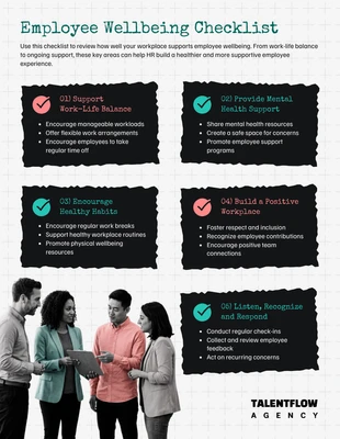Free  Template: Lista di controllo per il benessere dei dipendenti - Infografica HR