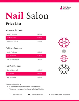 premium  Template: Minimalist Clean Exclusive Nail Salon Price Lists