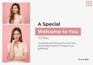 Free  Template: Blanco y rosa Una tarjeta de bienvenida especial