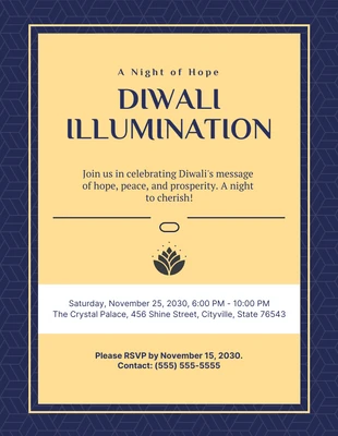 business  Template: Diwali moderne bleu marine et jaune Poster