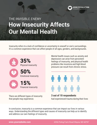 Free  Template: Poster infografico sulla salute mentale in rosa e pesca