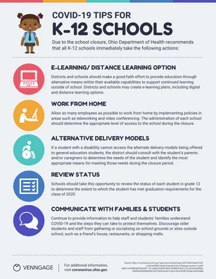 Free  Template: Lista de consejos para escuelas K-12 Infografía