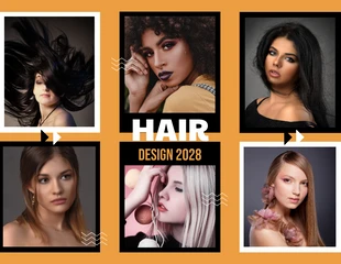 Free  Template: Collages de diseño de cabello negro, naranja y blanco
