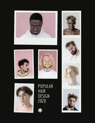 Free  Template: Clean Black Barber Collage de conception de cheveux populaires