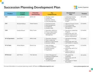 Free  Template: Colorful Editable Succession Planning Template
