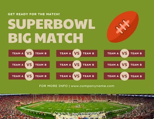 Free  Template: Verde Illustrazione semplice Modello di calendario del Superbowl Big Match