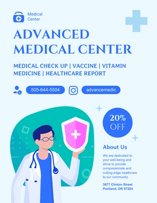 premium  Template: Poster Medicina de ilustração moderna azul claro