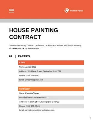business  Template: Modello di contratto per tinteggiatura della casa