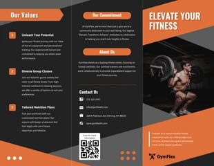 business  Template: Brochure à trois volets de gym gris et orange