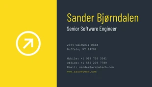 business  Template: بطاقة عمل صفراء داكنة للتكنولوجيا