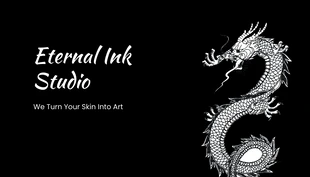 Free  Template: Cartão de visita com tatuagem de dragão em preto e branco
