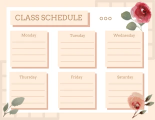 Free  Template: قالب جدول الفصل الدراسي ذو اللون الكريمي العتيق