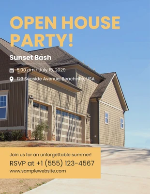 Free  Template: Yellow Summer Open House Invitation Letter
