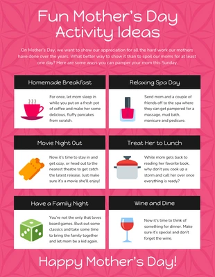 Free  Template: Ideias de atividades divertidas para o Dia das Mães