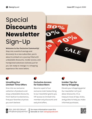 business  Template: Special Discounts Newsletter Sign-Up