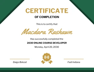 Free  Template: White And Green Minimalist Course Certificate