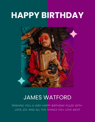 Teal and Magenta Simple Happy Birthday Poster
