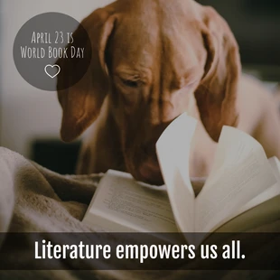 Free  Template: Publicación en Instagram del Día Mundial del Libro para cachorros
