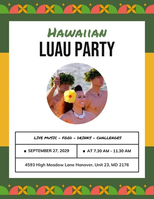 Free  Template: Hawaiian Luau Party Flyer Template