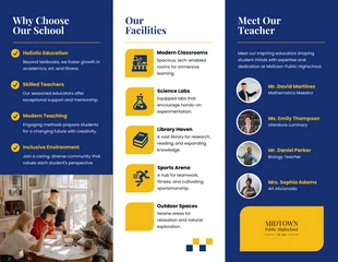 Blue And Yellow Moder School Tri-fold Brochure - page 2