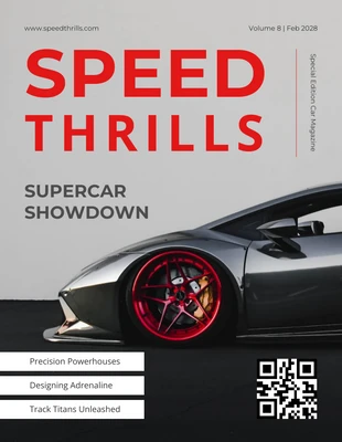Free  Template: Revista de autos deportivos minimalistas rojos