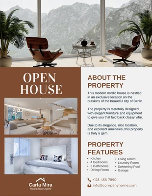 Free  Template: Light Grey And Brown Minimalist Open House Flyer