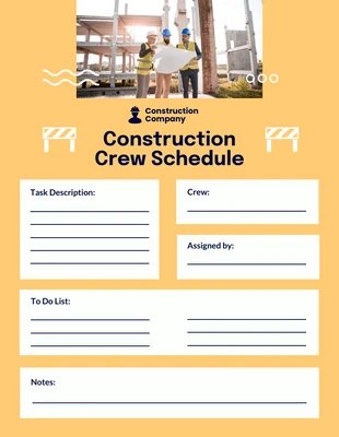 Free  Template: Yellow Simple Construction Crew Schedule Template