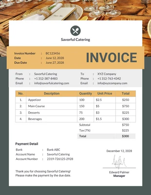 Free  Template: Buffet Catering Invoice