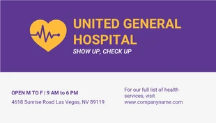 Free  Template: Carte De Visite Rendez-vous à l'hôpital moderne violet foncé et jaune