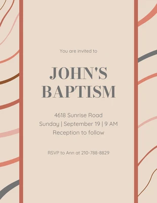 Free  Template: Invitación de bautizo minimalista en naranja y marrón