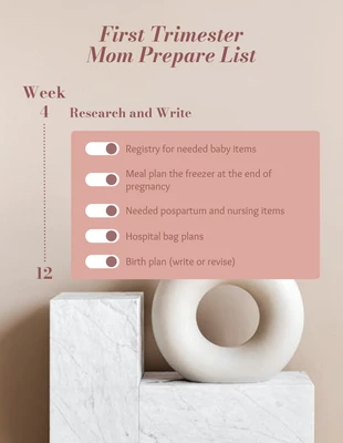 Free  Template: Mom Preapare قائمة قالب اللون البيج
