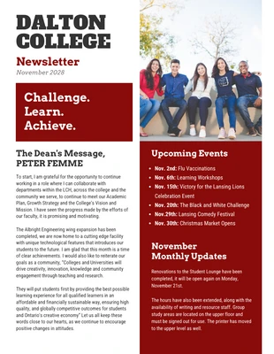 Free  Template: Maroon College Newsletter