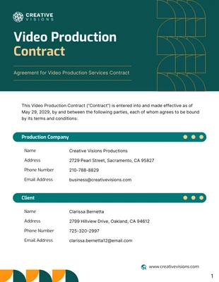 business  Template: Video Production Contract Template