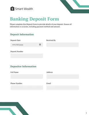 business accessible and interactive Template: Deposit Form Template