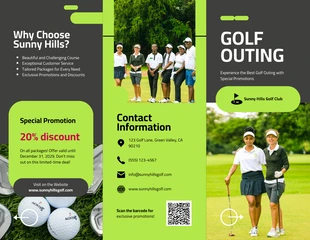 Free  Template: Plantilla de folleto para salida de golf.