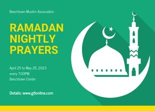Free  Template: Grün-Gold Ramadan Einladungskarte