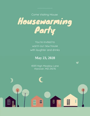 Free  Template: Convite para festa de inauguração de casa em tons pastéis de verde