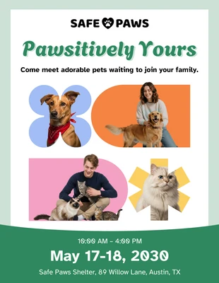 business  Template: Modello di poster per collage fotografico per eventi di adozione di animali domestici