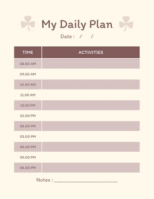 Free  Template: Cream Minimalist Aesthetic My Daily Plan Schedule Template