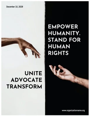 Free  Template: Black And White Simple Human Rights Poster