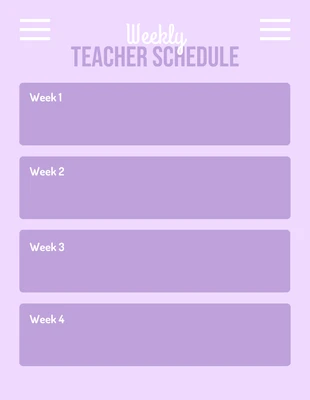 Free  Template: Modelo de agenda semanal simples para professores em roxo claro