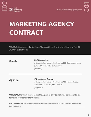 Free  Template: Modèle de contrat d'agence de marketing