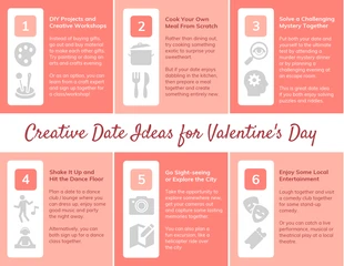 Free  Template: Ideias criativas para datas para a lista do Dia dos Namorados